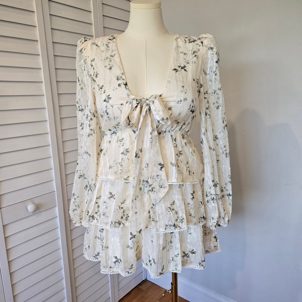 Fanco Ruffle Mini Dress Women's M Coquette Cottagecore Feminine Fairy Tea Party